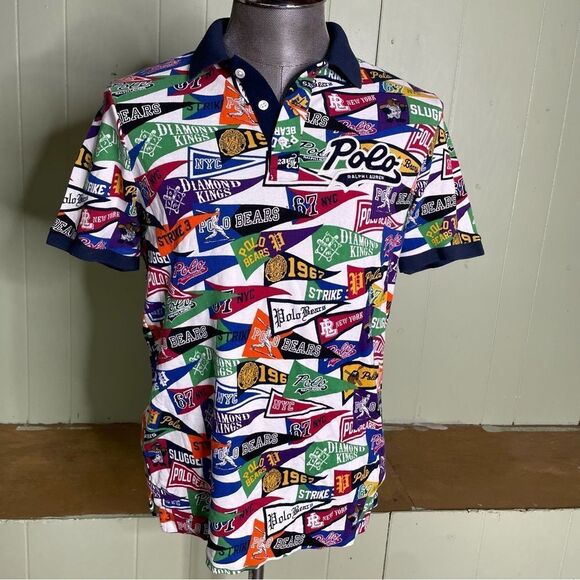 Polo‎ Ralph Lauren Limited Edition Stadium Baseball Bears Pennant Shirt Small - Picture 1 of 6
